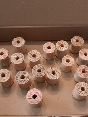 Lot of 16 Vintage Wooden Thread Spools-Empty 1" Wide × 1-1/4" Tall